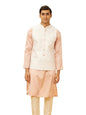 Manyavar Mens White Art Silk Jacket