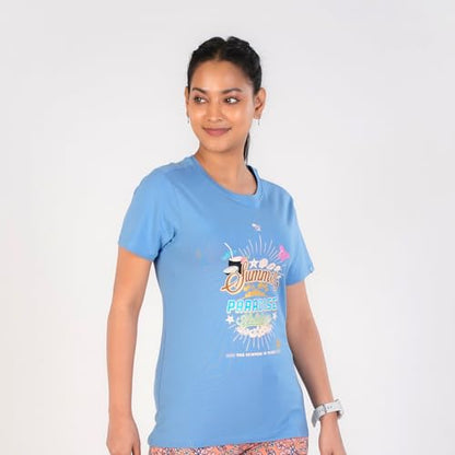 Rupa Colors Playsure Printed Cotton Blended Round Neck Womens T-Shirt, Short-Sleeve, Pack of 1