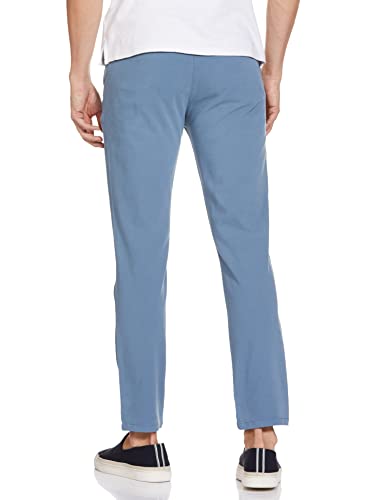 The Indian Garage Co Men Slim Fit Solid Mid-Rise Stretchable Chinos Steel Blue