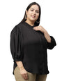 Style Quotient Womens Black Regular Fit Mandarin Collar Formal Shirt