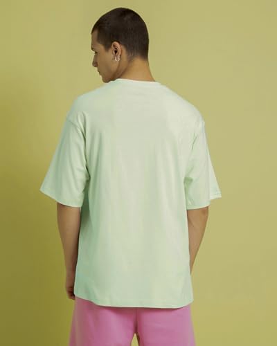 Bewakoof MenS Watching You Change Colours Graphic Printed 100% Cotton T-Shirt - Oversized Fit, Round Neck, Half Sleeves_592039_