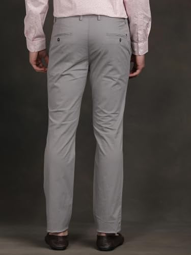 Turtle Men Cotton Stretch Ultra Slim Fit Solid Grey Flat Front Casual Trouser || Pant || Mens Trouser
