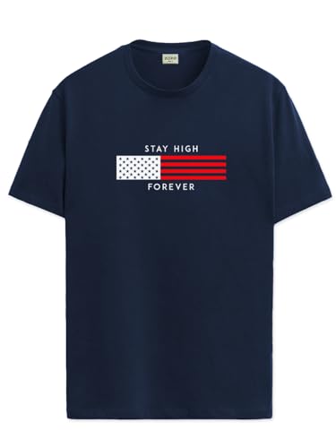 ADRO Mens Flag Printed Cotton T-Shirt_RN24-L2-FLAG-NB-XL Navy Blue