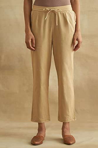 W for Woman Folksong Cotton Blend Strechable Straight Pants for Women | Cotton Blend Straight Pants for Women | Trousers for Wom