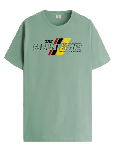 ADRO Men's Graphic Printed 100% Cotton T-Shirt - Regular Fit, Printed T-Shirts for Men (RN24-CMP-PT_Pista_XL)