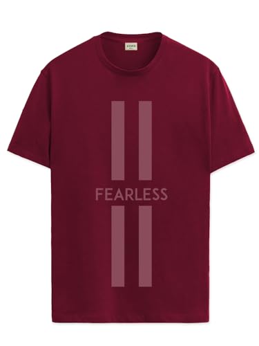 ADRO Mens Fearless Printed Cotton T-Shirt_RN24-L2-FRLS-MR-XL Maroon