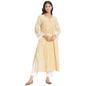Fabindia Women Neck Hand Block Printed Cotton Long Kurta Funnel_Yellow