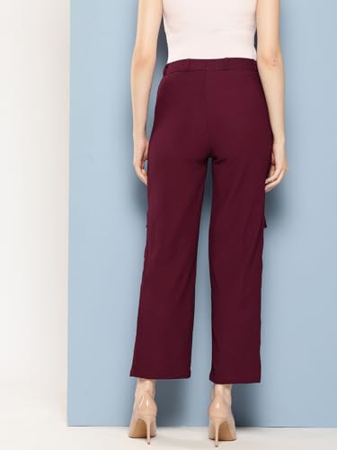 Aarika Womens Casual Wear Wine Colour Solid Nylon Pant (28-34)