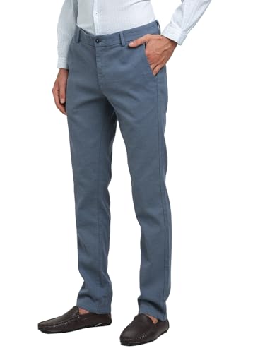 Turtle Men Cotton Stretch Ultra Slim Fit Light Blue Casual Trouser