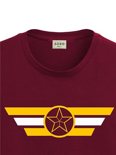 ADRO Men's Solid Regular Fit T-Shirt (RN24-CAP-MR_Maroon