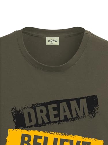 ADRO Men's Solid Regular Fit T-Shirt (RN24-DBA-OL_Olive