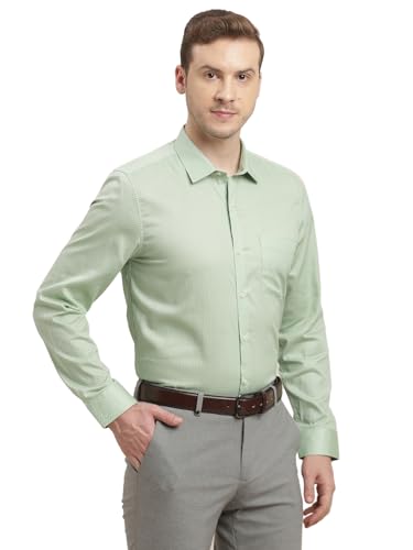 Turtle Men 100% Cotton Slim Fit Light Green Printed Full Sleeve Formal Shirt