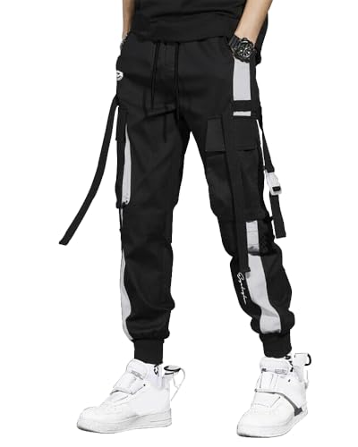 Noble Monk Track Pant For Men | Stylish Track Pants | Cargo Pockets |Baggy Fit JoggerS For Men Black Cement Grey