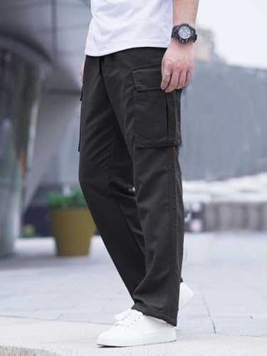 Lymio Men Cargo || Men Cargo Pants || Men Cargo Pants Cotton || Cargos for Men (Cargo-01-04) (M, Black)