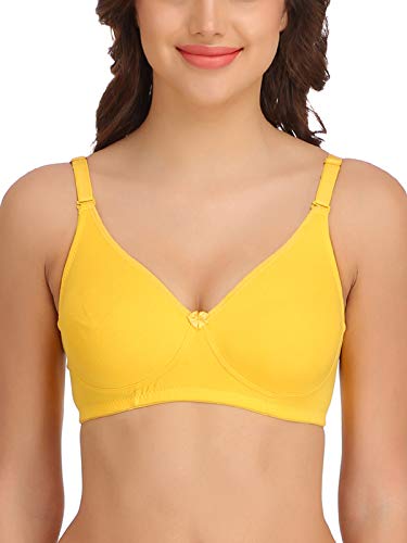 Clovia Womens Non-Wired Full Cup T-Shirt Bra with Detachable Straps (BR0842R02_Yellow_34D)