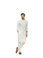 See Designs Men Full Sleeve Off White And Gold Chanderi Silk Sequins Mandarin Collar Side Slit Kurta With Pyjama - Sd2Kt_242206X