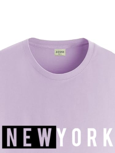 ADRO Men's Solid Regular Fit T-Shirt (RN24-NKY-PU_Purple