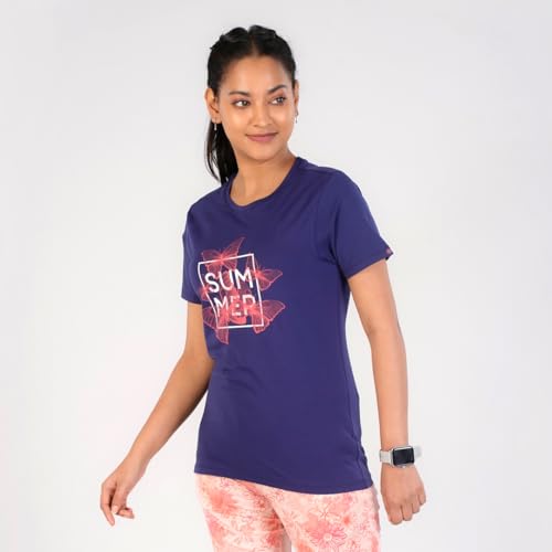 Rupa Colors Playsure Printed Cotton Blended Round Neck Womens T-Shirt, Short-Sleeve, Pack of 1