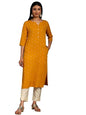Libas Women'S Rayon Blend Woven Design Straight Kurta (26974_Mustard