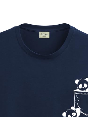 ADRO Men's Solid Regular Fit T-Shirt (RN24-POC-NB_Navy Blue