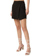 Style Quotient Women Solid Black Mini Polyknit Smart Casual Skort