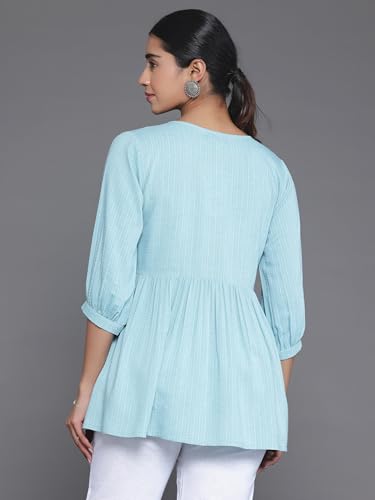 Libas WomenS Striped A-Line Kurti (26904 Blue