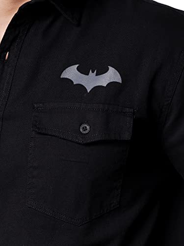 The Souled Store Men Official Batman: Fear The Bat Black Printed Shirts Shirt For Men Casual Half Sleeves Regular Fit Printed St