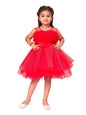 Aarika Girls Red Color Net Solid Frock (FK-1655-RED-24)