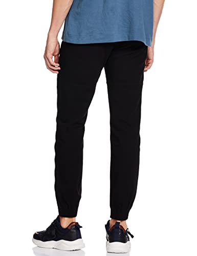 The Indian Garage Co Men Slim Fit Solid Mid-Rise Biker Joggers Black