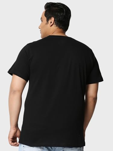 Bewakoof Mens Create Good Stories Graphic Print 100% Cotton Plus Size T-Shirt- Regular Fit, Round Neck, Half Sleeve Black