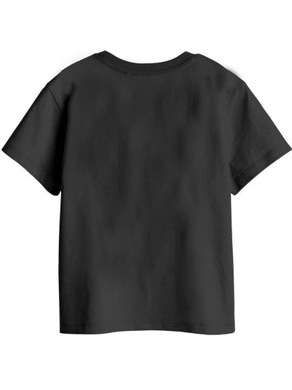 Bon Organik Girls Cartoon Oversized Fit T-Shirt (BON16127_Black