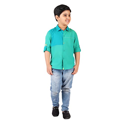 Fabindia Kids Full Sleeves Solids Shirt Cotton_10-12Y Green