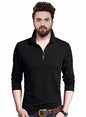 EYEBOGLER Mens Trendy Polo Neck Full Sleeves Solid T-Shirt Black