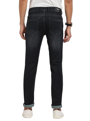 Turtle Men Cotton Stretch Solid Narrow Fit Black Jeans