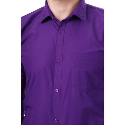 Xjarvis Austin MenS Cotton Blend Shirt |Slim Fit Formal Shirt With Pocket |Plain | Long Sleeve Spread Collar | Casual Wear Regu