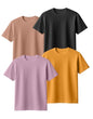 Veirdo Mens 100% Cotton Regular Fit Round Neck Solid Short Sleeve T-Shirt Combo
