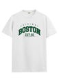 ADRO Mens Printed T Shirt - Premium Cotton Graphic Printed Tshirt - White T-Shirt - RN24-BOST-WH-XL
