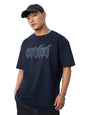 The Souled Store Souled Originals: Blue Drift Men and Boys Short Sleeves Round Neck Blue Embroidered Cotton Breathable Durable L