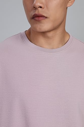 FYLTR Mens Solid Fit Oversized T-Shirt (FYLSS25MTS-303_Lavish Lilac