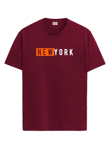 ADRO Tshirt for Men | Printed T Shirt for Men | 100% Cotton T-Shirt |Printed T Shirt | T-Shirts | RN24-NKY-MR-XL Maroon