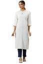 Aurelia Women? Geometric Printed Straight Pure Cotton Kurta | Lightweight Mandarin Collar Kurta for Women Cotton | Yarn Dyed Kurta for Women | Soft & Breathable Regular Fit Kurta for Women