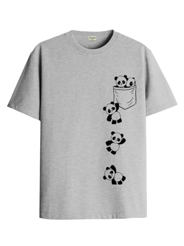 ADRO Tshirt for Men | Printed T Shirt for Men | 100% Cotton T-Shirt |Printed T Shirt | T-Shirts | RN24-POC-GR-L Grey