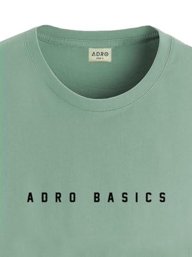 ADRO Men's Solid Regular Fit T-Shirt (RN24-AR2-PT_Pista