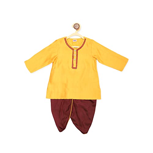 Fabindia Viscose Silk Jacquard Dhoti Set (Yellow-18-24 Months-10694039)