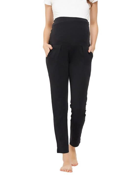 Clovia Womens Cotton Chic Basic Maternity Leggings (LB0195A13_Black_S)