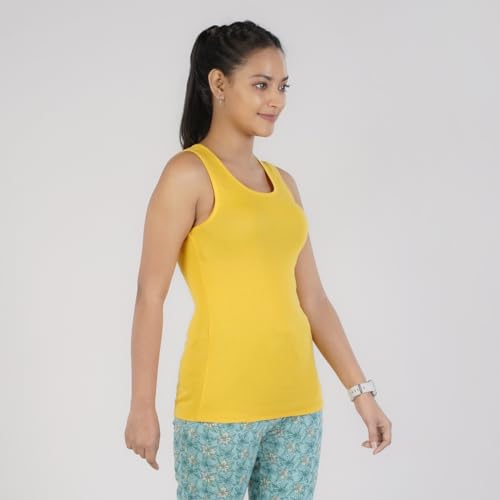 Rupa Colors Playsure Solid 100% Combed Cotton Rib Fabric, Womens Tank Top, Sleeveless Pack of 1