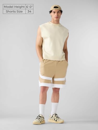 The Souled Store Beige Factor Men and Boys Drawstringed Solid Regular Fit Knee Length Cotton Bermuda Shorts