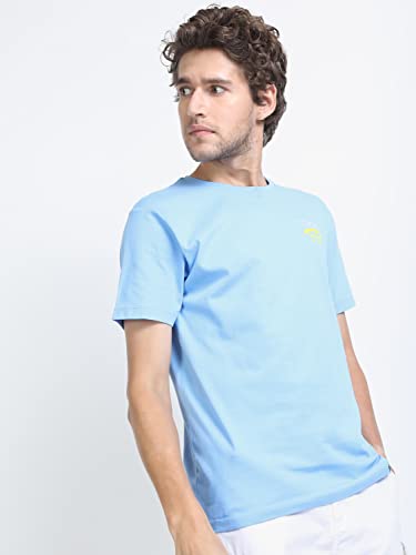 Ketch MenS Slim Fit T-Shirt (Khts000149_Silver Lake Blue
