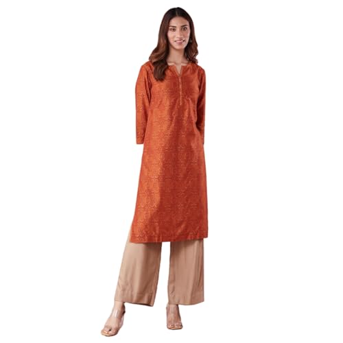 Fabindia WomenS Cotton Silk Printed Regular Kurta (1038254Rust_Rust