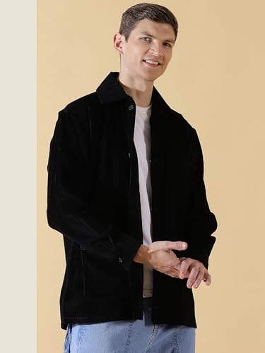 Thomas Scott Mens Striped Relaxed Fit Shirt (TS1170_Black